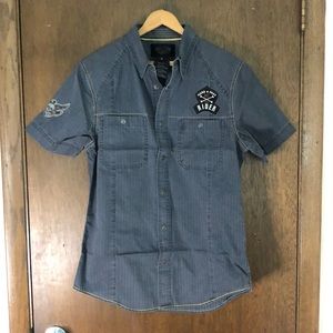 Harley-davidson short sleeve grey button down